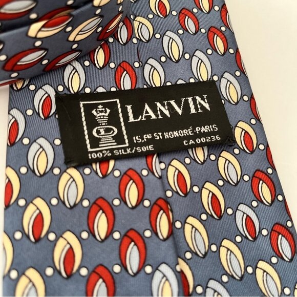 Vintage Lanvin Paris Abstract Print Ties Silk - Picture 2 of 3